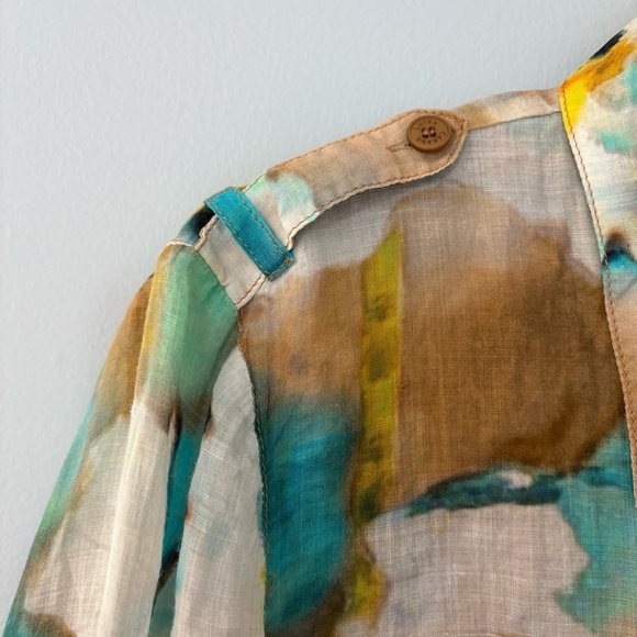 Luisa Cerano Woman’s sz 8 Abstract Rami Blouse - Picture 3 of 7
